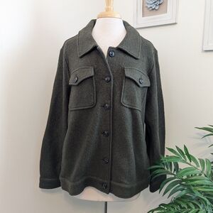 Cynthia Rowley Wool Utility Jacket Dark Green 1X